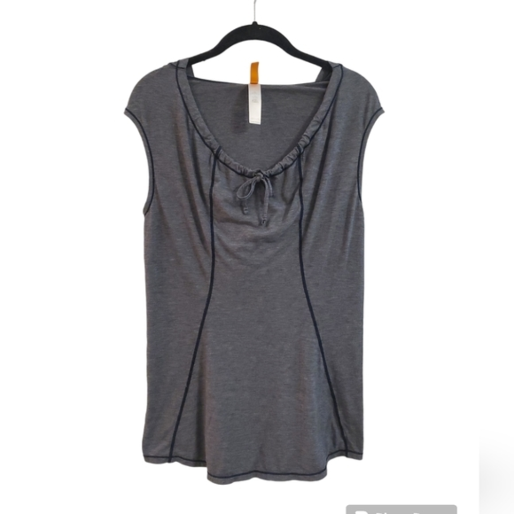 Lucy Women's Grey Cap Sleeve Scoop Neck Hoodie Shirt XS‎